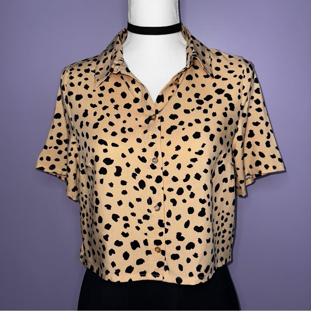 NWT Boutique Animal Print Cropped Blouse